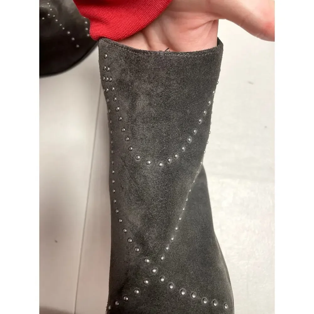 GREY CITY Women's Wendy Studded Bootie Iron Grey Suede Size 6.5 Pointed Toe